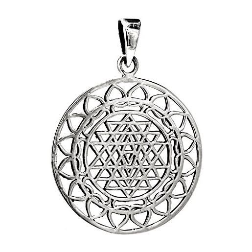 Kiss of Leather - ciondolo sri yantra, in argento sterling 925, n. 130