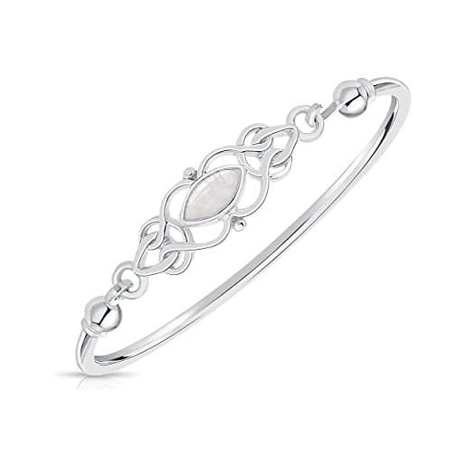DTPsilver® - bracciale donna argento 925 - braccialetto argento con pietra di luna - bracciale argento 925 a nodo - design celtico della trinità -