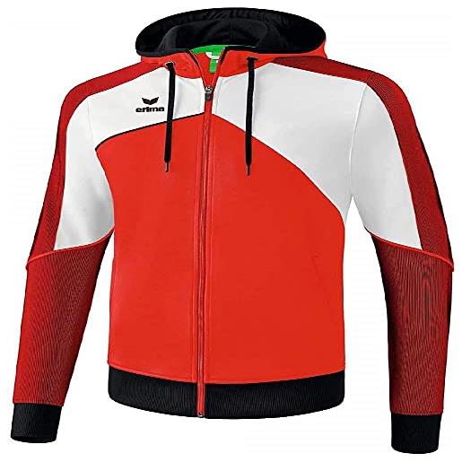 Erima, giacca da allenamento con cappuccio premium one 2.0 unisex bambini, bianco/nero/rosso/giallo, 164