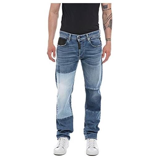 REPLAY grover maestro, jeans uomo, 009 blu medio, 34w / 34l