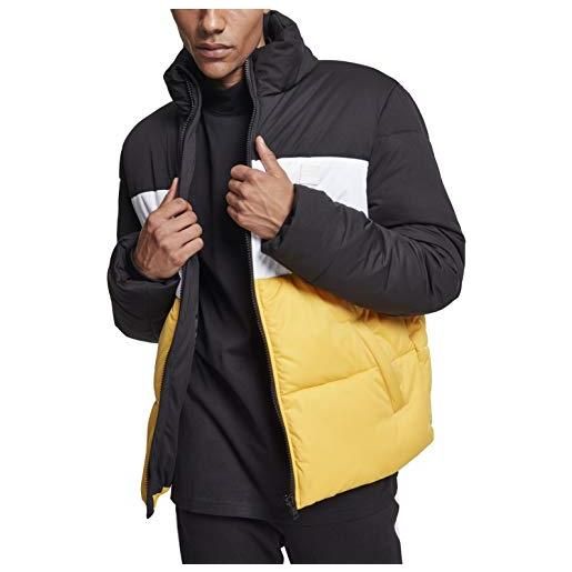 Urban Classics 3-tone boxy puffer jacket, giacca, uomo, multicolore (blk/chrome yellow/wht 01337), s