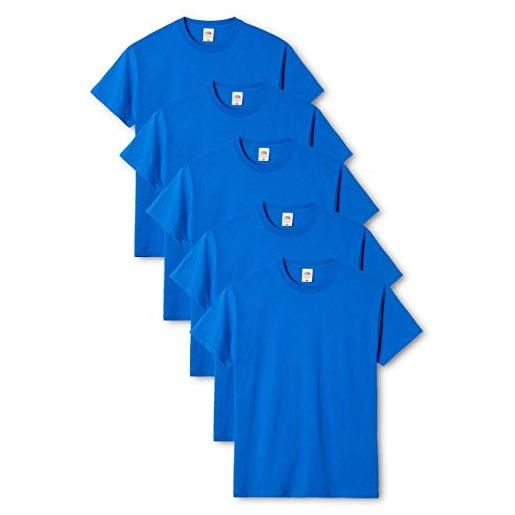 Fruit of the Loom original t. , t-shirt uomo, blu (royal blue 51), large(pacco da 5)