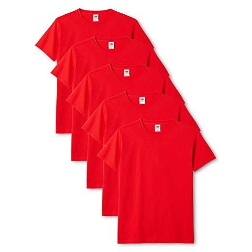 Fruit of the Loom original t. , t-shirt uomo, rosso (red 40), large(pacco da 5)