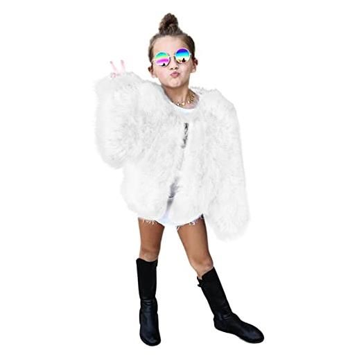 L9WEI giacca bambina invernale 10 anni cappotto del maglione delle ragazze dei capretti del bambino cappotto invernale addensato antivento cappotto in pile cappotto caldo della tuta (white, 6-7 years)
