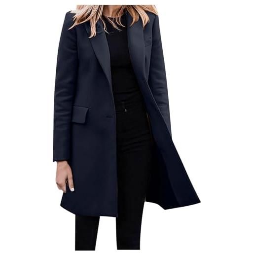 Culiwdn giacca autunno/inverno donna casual moda manica lunga cappotto medio lungo giacca max weekend donna cappotto, blu scuro, xl