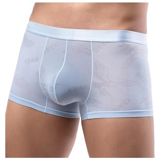 Montecarduo boxer aderenti da uomo - 3 pezzi uomo blu intimo di seta ghiaccio aderente maschile boxer a vita bassa mutandine pantaloncini mutande da uomo boxer da uomo traspiranti, stile a, xl