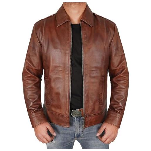 Fashion_First giacca da uomo in pelle di agnello marrone classico keanu reeves j. Wick 4, stile camionista, marrone classico. , xxxl