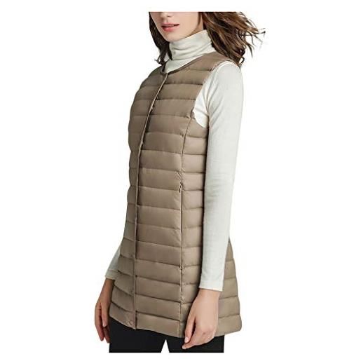 HANXIULIN giubbotto lungo gilet per donna cappotto invernale giacca invernale tasche gilet trapuntato caldo gilet giacca buffer giacca, cachi, xxxl