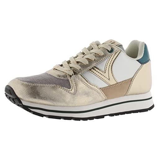 victoria 1141134-women sneaker cometa nylon & pezzi metallizzati a collo basso donna platino 40