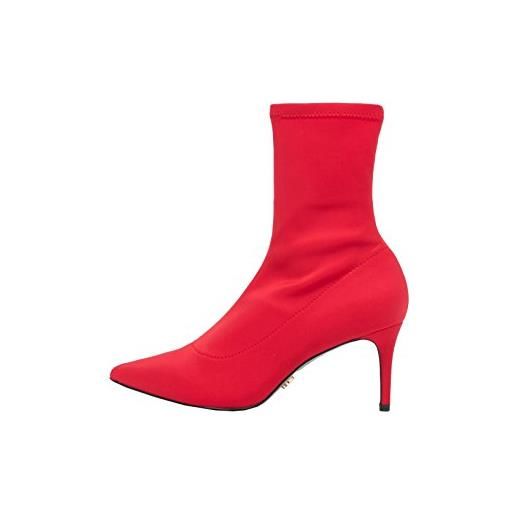 NAKED WOLFE, isabella, scarpe stivaletto moda fashion elasticizzato lycra, tacco 7 cm, red, 39 eu