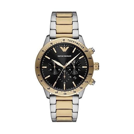 Emporio Armani orologio uomo, movimento cronografo, cassa in acciaio inossidabile 43 mm con bracciale in acciaio inossidabile, ar11521