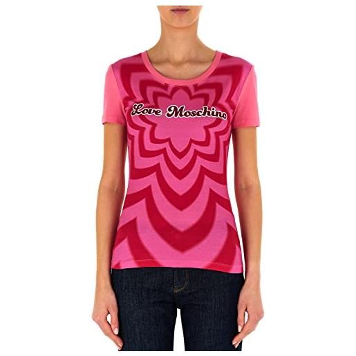 Love Moschino tight-fit short-sleeved t-shirt, fucsia white, 48 donna