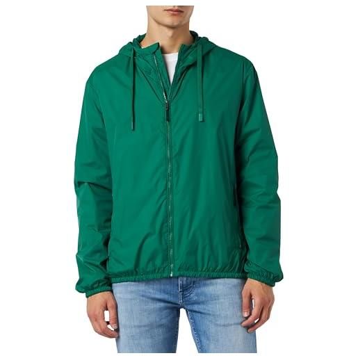 United Colors of Benetton giubbotto 2vdwun02p, giacca impermeabile uomo, verde bottiglia 1u3, l