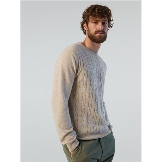 North Sails - maglione a trecce girocollo, light stone