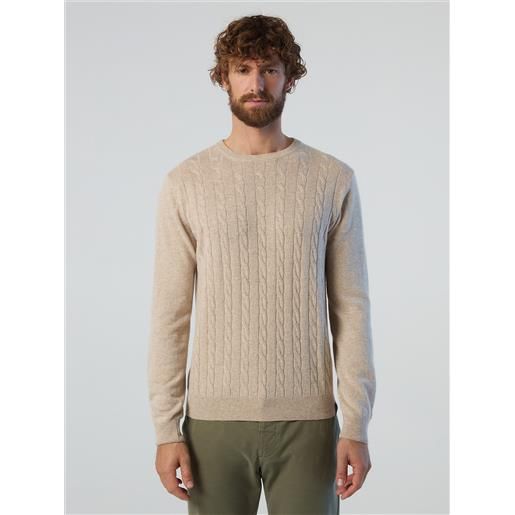 North Sails - crew neck cable knitwear, eden green