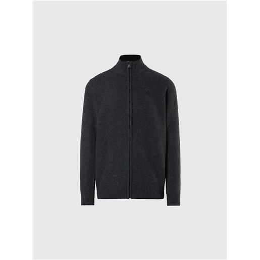 North Sails - cardigan in cashmere con zip, dark grey melange