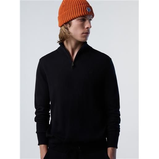 North Sails - maglione con mezza zip e logo, black