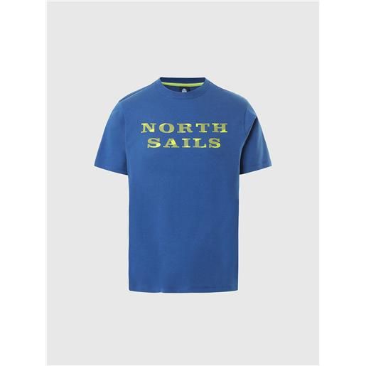 North Sails - t-shirt con stampa lettering, ocean blue