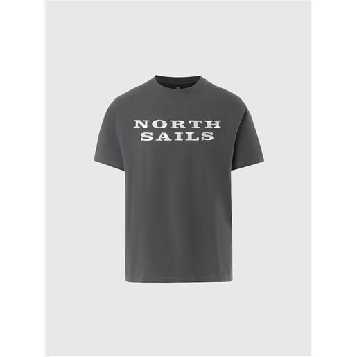 North Sails - t-shirt con stampa lettering, asphalt