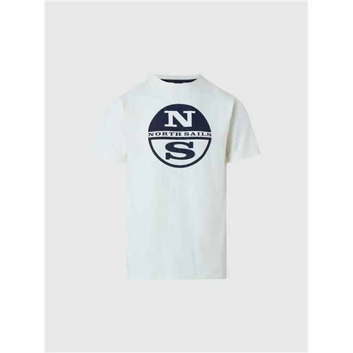 North Sails - t-shirt con logo stampato, marshmallow