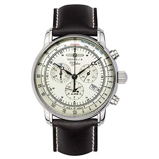 Zeppelin orologio cronógrafo al quarzo svizzero uomo con cinturino in pelle 8680-3