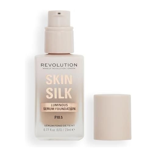Makeup Revolution, skin silk serum foundation, light to medium coverage, contains hyaluronic acid, f10.5, 23ml