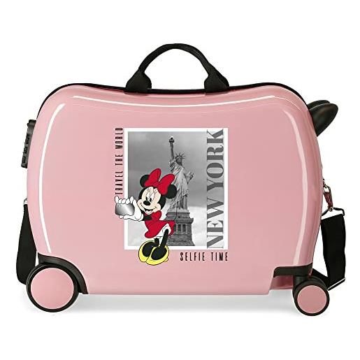 Disney topolino e minnie viaggiano per il mondo new york nude valigia per bambini 50x39x20 cm abs rigido chiusura laterale con combinazione 34l 1,8 kg bagaglio a mano 4 ruote