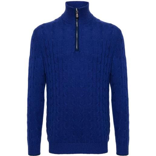 N.Peal maglione con mezza zip - blu