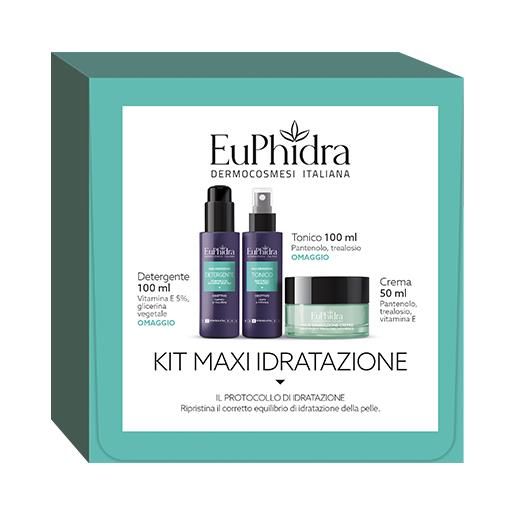 Euphidra kit maxi idratazione con crema 50 ml + detergente 100 ml + tonico 100 ml