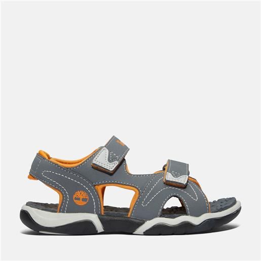 Timberland sandalo a 2 fasce adventure seeker da bambino dal 30,5 al 35 in grigio grigio/arancione