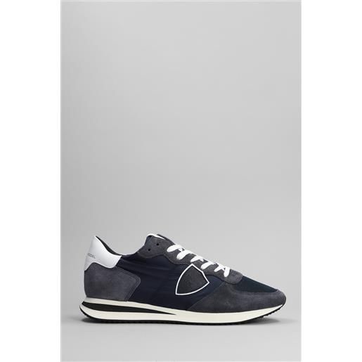 Philippe Model sneakers trpx low in camoscio e tessuto blu