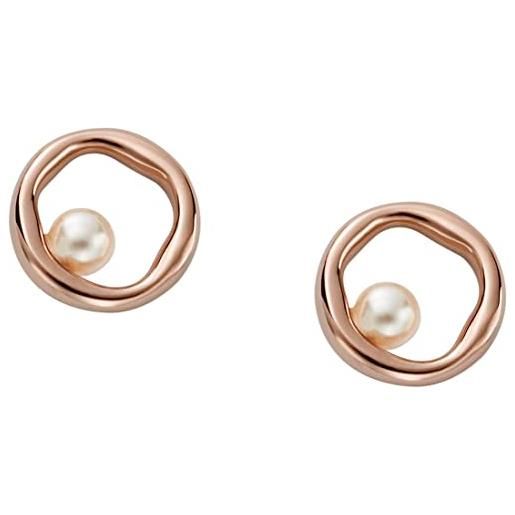 Skagen orecchini da donna agnethe, larghezza: 11,35 mm orecchini in acciaio inossidabile oro rosa, skj1438791