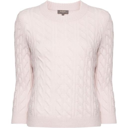 N.Peal maglione con lavorazione a trecce - rosa