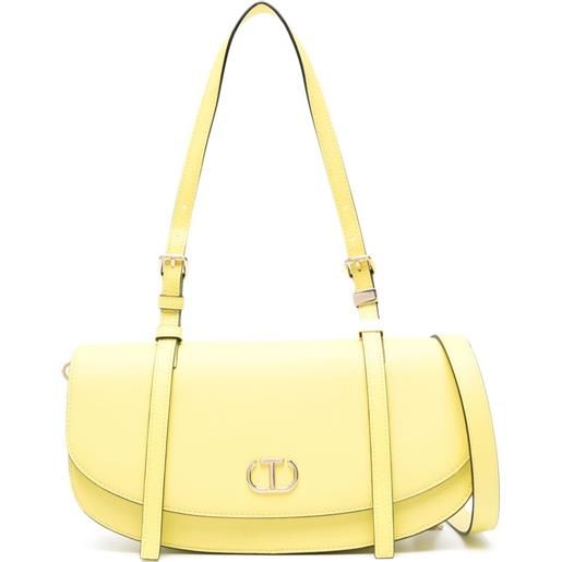 TWINSET borsa tote con placca logo - giallo