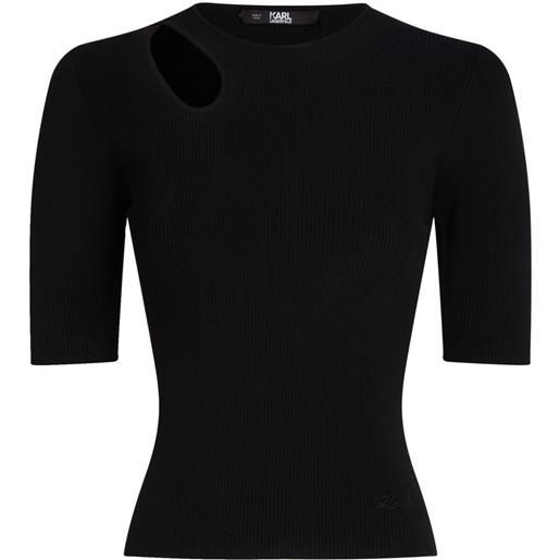 Karl Lagerfeld top a coste con cut-out - nero