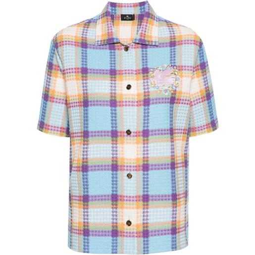 ETRO camicia con ricamo pegaso - blu