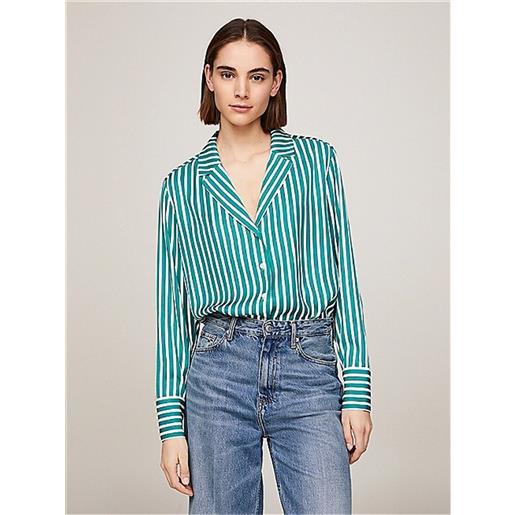 Tommy Hilfiger camicia donna bold stripe/olympic green