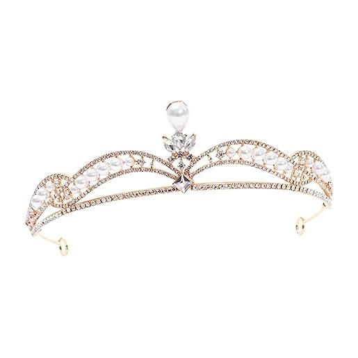 FRCOLOR diadema di perle corone nuziali per le donne di perle di cristallo nuziale per il matrimonio diadema nuziale lega di zinco fascia per perla mancare