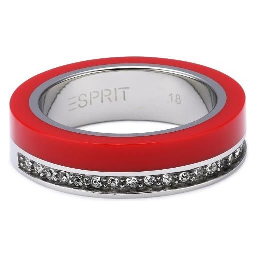 ESPRIT anello da donna, acciaio inossidabile, rosso, misura 53 (16.9)