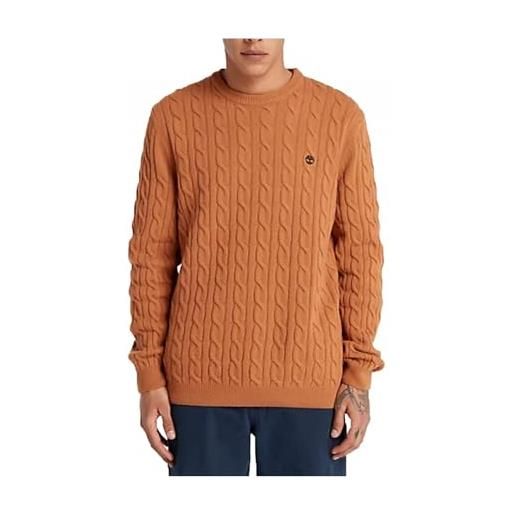 Timberland phillips brook cable crew neck sweater argan oil polo a maniche lunghe, uomo