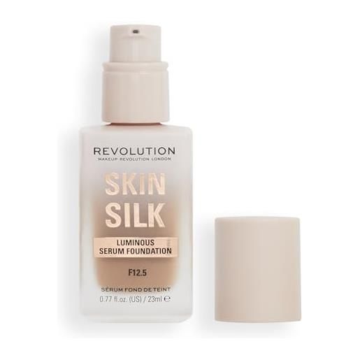 Makeup Revolution, skin silk serum foundation, light to medium coverage, contains hyaluronic acid, f12.5, 23ml