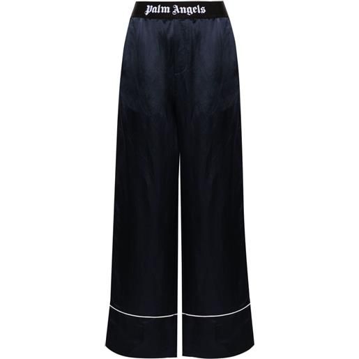 Palm Angels pantaloni con banda logo - blu