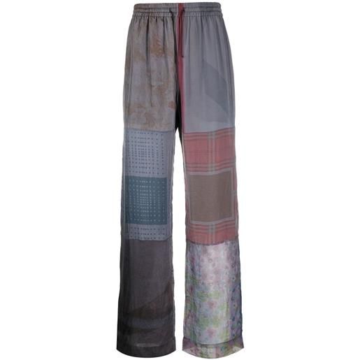Marine Serre pantaloni con design patchwork arthropoda - grigio