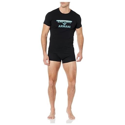 Emporio Armani underwear men's t-shirt+boxer megalogo, biancheria intima uomini, black, 