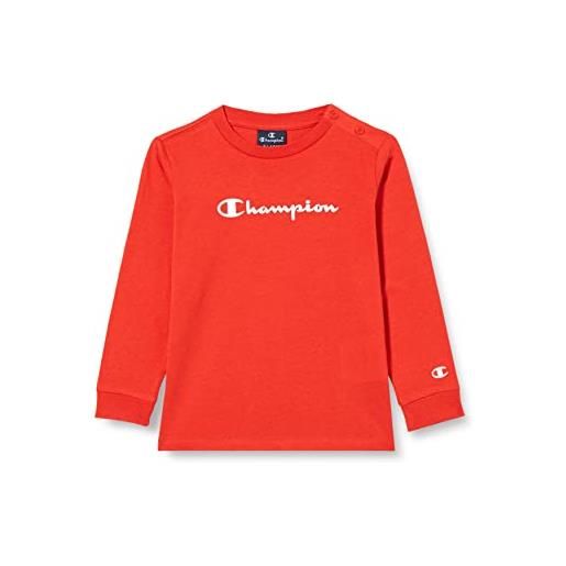 Champion american classics- td l-s t-shirt, bimbo 0-24, rosso lava, 18 mesi