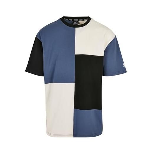 STARTER BLACK LABEL starter patchwork oversize tee t-shirt, blu vintage/nero/palewhite, xxl uomo