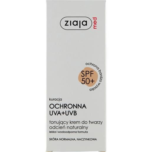 Ziaja med spf 50+ trattamento protettivo uva+uvb crema colorata per il viso tonalità naturale 50 ml