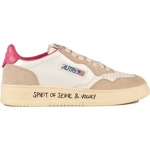 Autry sneakers medalist low in suede e pelle bianca e fucsia