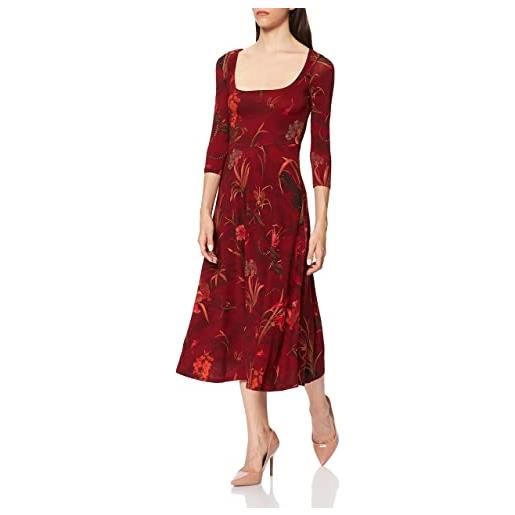Desigual vest_flowers casual dress, rosso, l donna
