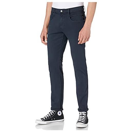 Replay jeans da uomo anbass slim-fit hyperflex color x-lite con elasticità, blu (blue 010), 38w / 34l